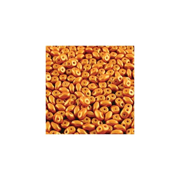 Matubo Super-duo, 2-hole bead, orange (gold shine), opaque, 2.5x5mm, 22g, approx. 360 pcs