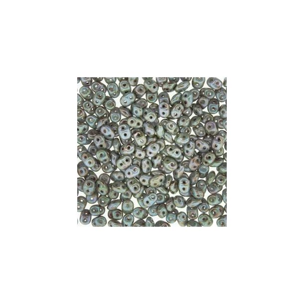 Matubo Super-duo, 2-hole bead, blue Picasso, opaque, 2.5x5mm, 22g, approx. 360 pcs