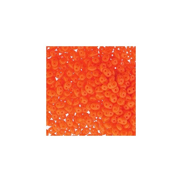 Matubo Super-duo, 2-hole bead, shiny, neon orange, opaque, 2.5x5mm, 22g, appx. 360pcs