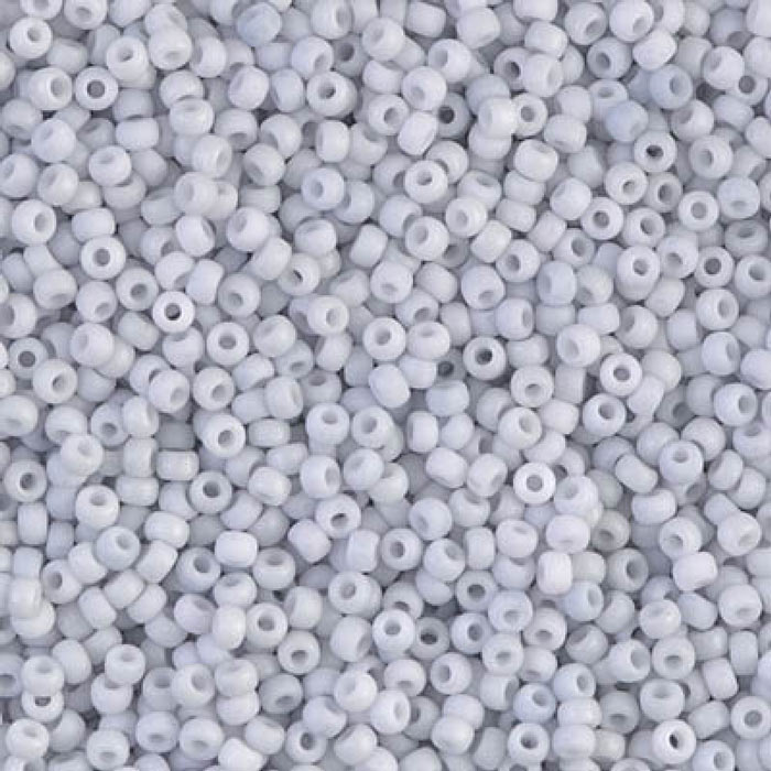 Miyuki seed bead, mattiert, opak, blass, blaugrau, Größe #11, 2x1,5 mm, ca. 1200 stk