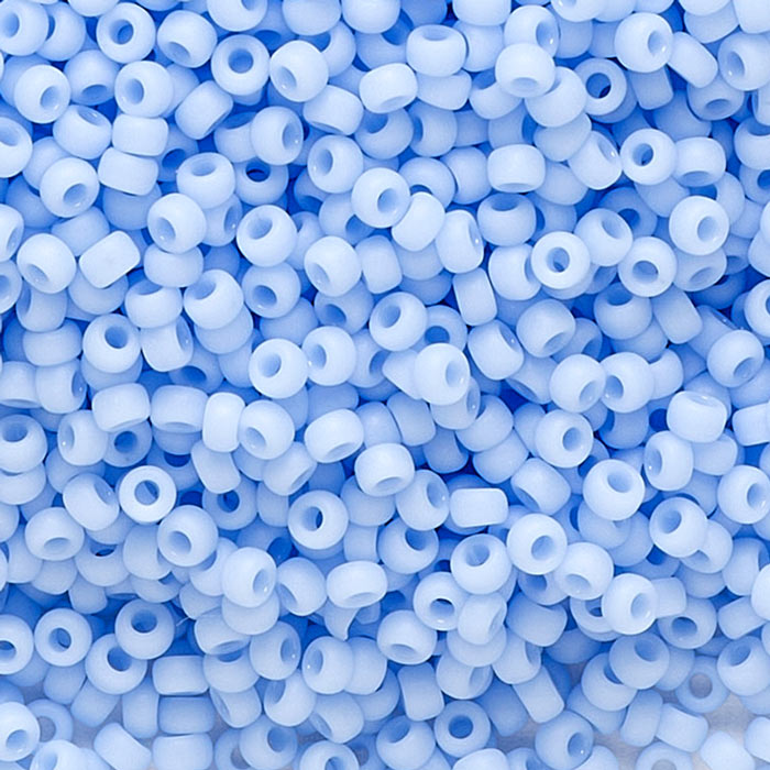 Miyuki seed bead, mattiert hell blau, Größe #11, 2x1,5 mm, 12Gr. ca. 1200 stk.