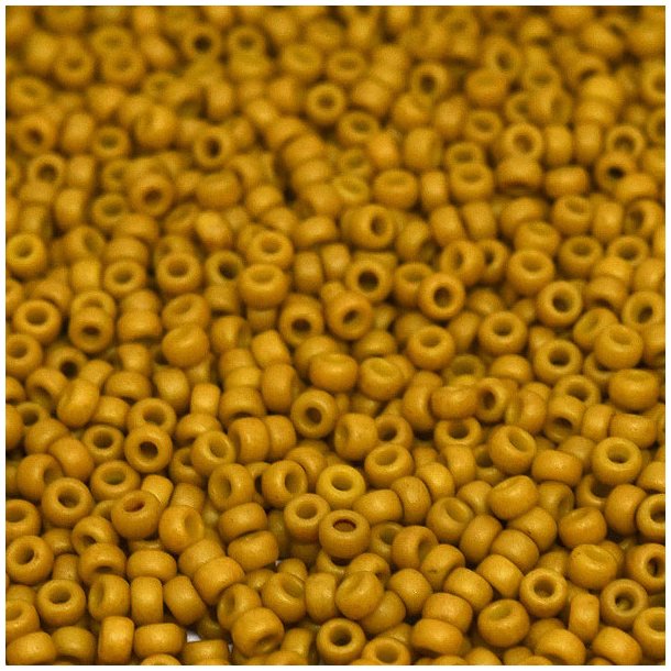 Miyuki seed bead, mat, karry gul, strrelse #11, 2x1,5 mm, ca. 1200 stk