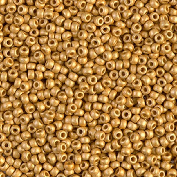 Miyuki seed bead, Galvanized, matte, Duracoat Gold, size #15, 1.5x1mm, 600 stk