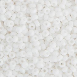 Miyuki seed bead, gl&auml;nzend wei&szlig;, opak, Gr&ouml;&szlig;e #15, 1,5x1 mm, ca. 3000 stk