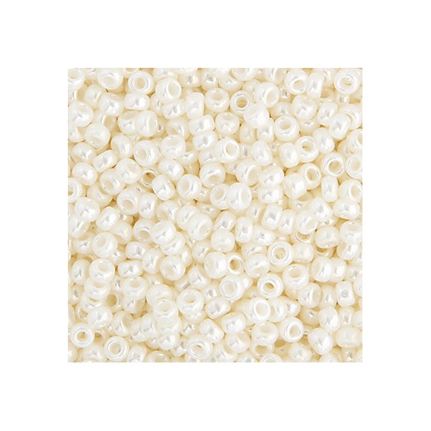 Miyuki seed bead, ivory pearl, size #11, 2x1.5 mm, ca. 1200 pcs