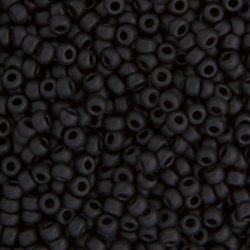 Miyuki seed bead, mattiert, schwarz, Gr&ouml;&szlig;e #11, 2x1,5 mm, ca. 1200 stk