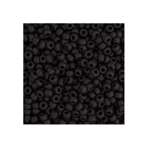 Miyuki seed bead, matte, black opaque, size #11, 2x1,5 mm, ca. 1200 pcs