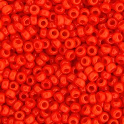 Miyuki seed bead, gl&auml;nzend orangen-rot, Gr&ouml;&szlig;e #11 2x1,5 mm, ca. 1200 stk