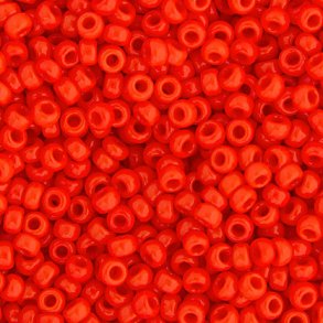 Miyuki seed bead, glänzend orangen-rot, Größe #11 2x1,5 mm, ca. 1200 stk