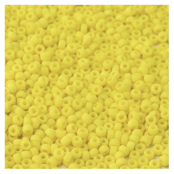 Miyuki seed bead, matte yellow, opaque, size #11, 2x1,5 mm, ca. 1200pcs