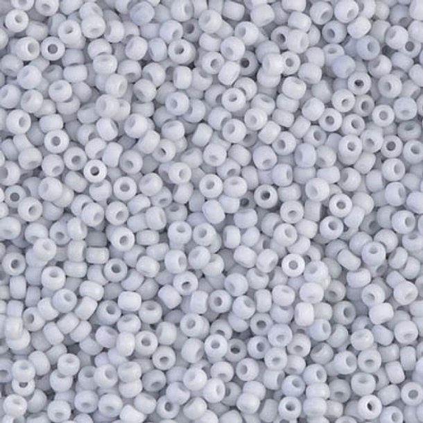 Miyuki seed bead, matted, opaque, pale, blue grey, size #11, 2x1,5 mm, ca. 1200 pcs
