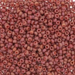 Miyuki seed bead, matt kardinal-rot, Regenbogen-effekt, opak, Gre #11, 2x1,5 mm, 1200 stk