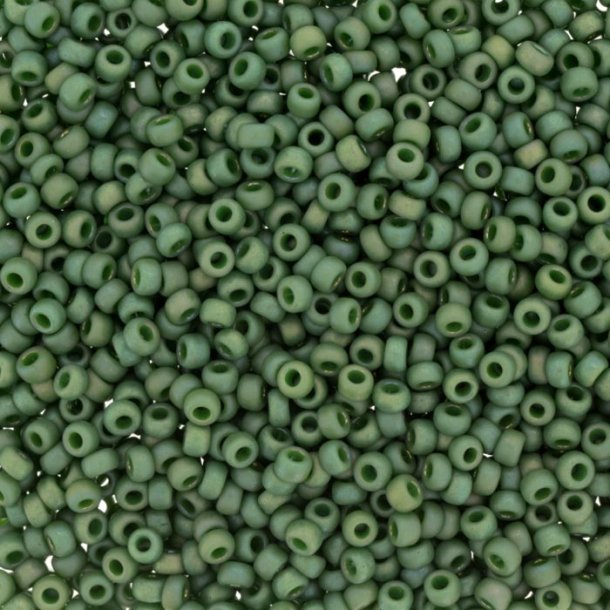 Miyuki seed bead, frosted, opaque, glaze rainbow, Shamrock green, size #11, 2x1,5 mm, 1200 pcs