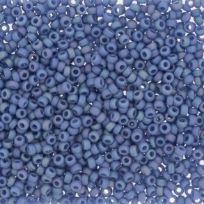 Miyuki seed bead, matt blau, Regenbogen-effekt, opak, Gre #11, 2x1,5 mm, ca. 1200 stk.