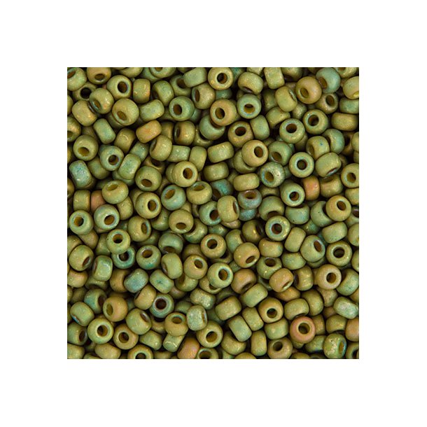 Miyuki seed bead, matt olivgr&uuml;n, Gr&ouml;&szlig;e #11, 2x1,5 mm, ca. 2250 Stk.