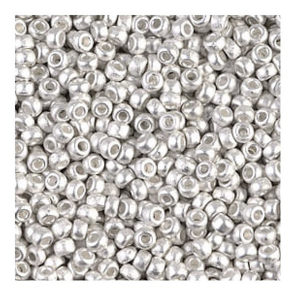 Seed bead, Miyuki, mattiert, versilbert, #11, 2x1,5 mm, ca. 500 Stk. starke Versilberung