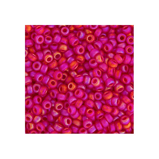 Miyuki seed bead, mat mrk pink, regnbue-effekt, strrelse #11, 2x1,5mm, 2250 stk