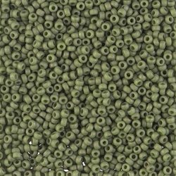 Miyuki seed bead, #11, mattiert, Oliv, opak, 2x1,5 mm, 12g, 1200 stk