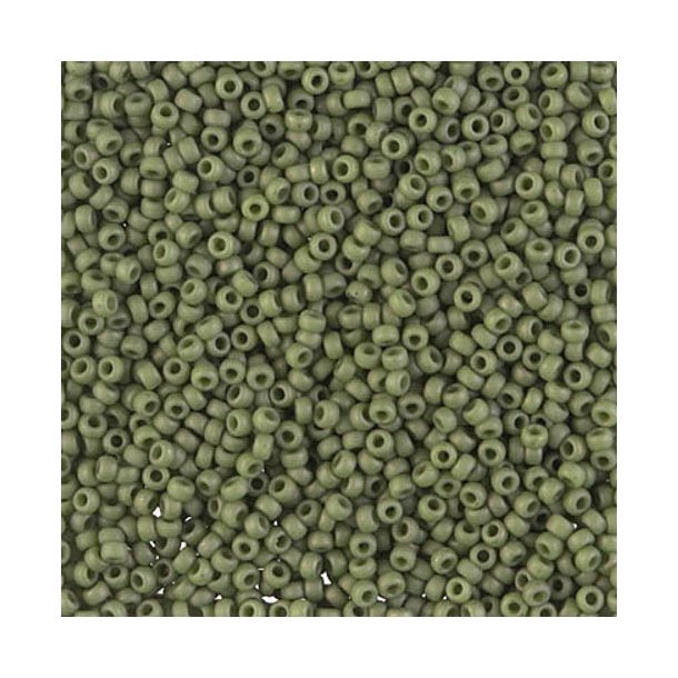 Miyuki seed bead, matte, army green, size #11, 2x1,5 mm, 22g, 2250 pcs