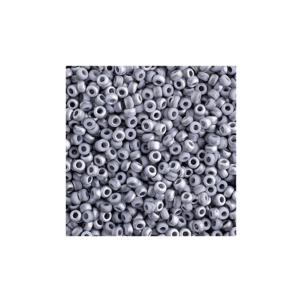 Miyuki seed bead, mattiert grau / silber-grau, Gre #11, 2x1,5 mm, ca. 2250 stk