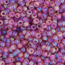 Miyuki seed bead, matt lila, Regenbogeneffekt, Gr&ouml;&szlig;e #11, 2x1,5 mm, 1200 stk
