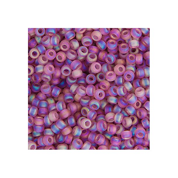 Miyuki seed bead, mat lilla, regnbue-effekt, strrelse #11, 2x1,5mm, 2250 stk