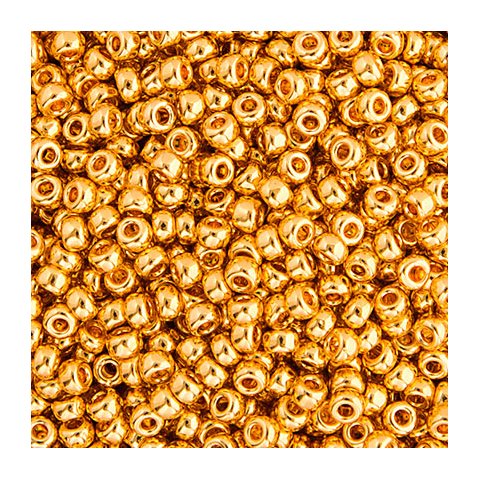 Miyuki seed bead, 24 karat forgyldt, størrelse #11, 2x1,5 mm, 4,5g, 500 stk