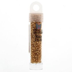 Miyuki seed bead, 24 Karat vergoldet, Gr&ouml;&szlig;e #11, 2x1,5 mm, 4,5 g, 500 Stk.