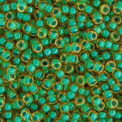 Miyuki seed bead, helltopas, innen trkis, Gre #11, 2x1,5 mm, ca. 1200 Stk.