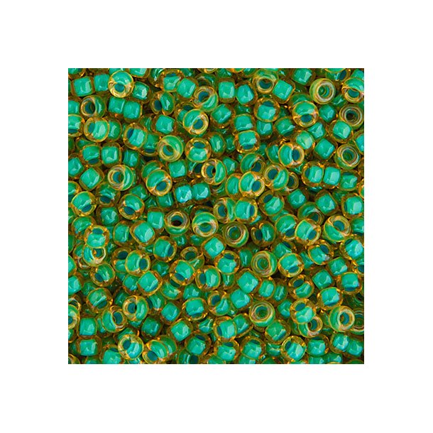 Miyuki seed bead, Light Topaz, Turquoise Lined, size #11, 2x1,5 mm, 2250 pcs