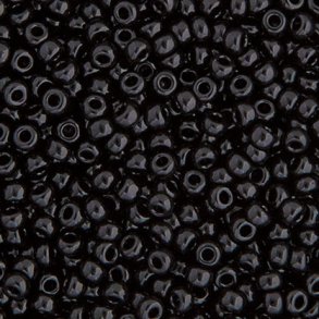 Miyuki seed bead, glänzend, schwarz, Größe #11, 2x1,5 mm, 1200 stk
