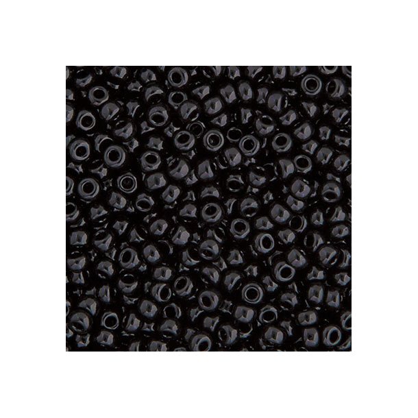 Miyuki seed bead, blank sort, størrelse #11, 2x1,5 mm, 2250 stk