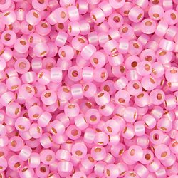 Miyuki seed bead, rosa mit Silberrand, Gr&ouml;&szlig;e #11, 2x1,5 mm, 1200 Stk.