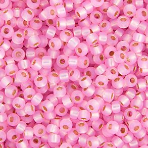 Miyuki seed bead, rosa mit Silberrand, Größe #11, 2x1,5 mm, 1200 Stk.