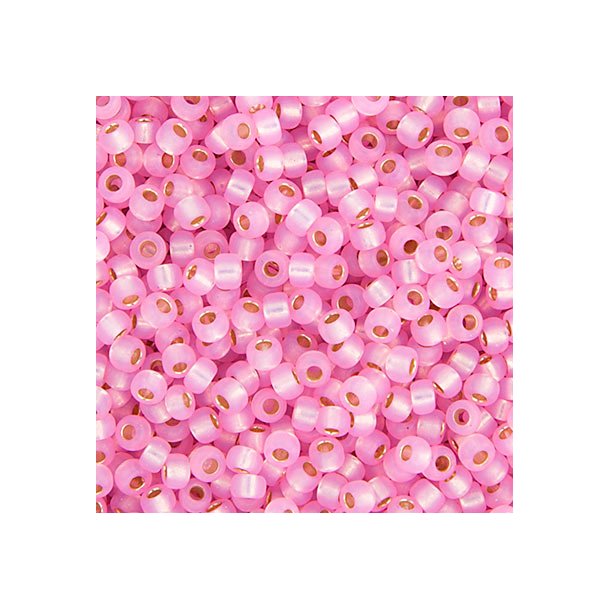 Miyuki seed bead, rosa mit Silberrand, Gr&ouml;&szlig;e #11, 2x1,5 mm, 2250 Stk.