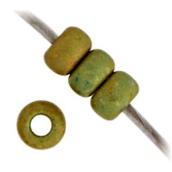 Miyuki seed bead, matt olivgr&uuml;n, Gr&ouml;&szlig;e #11, 2x1,5 mm, ca. 1200 Stk.