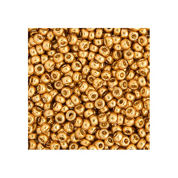 Miyuki seed bead, Gold, Duracoat, Gre #15, 1,5x1 mm, ca. 5500 stk