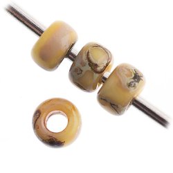 Miyuki seed bead, gelb picasso, Gr&ouml;&szlig;e #11, 2x1,5 mm, ca. 1200 stk