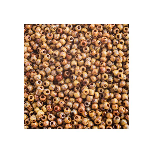 Miyuki seed bead, brun picasso, strrelse #11, 2x1,5 mm, 2250 stk