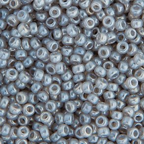 Miyuki seed bead, grey shiny, semitransparent, size #15, 1,5x1 mm, 3000 pcs