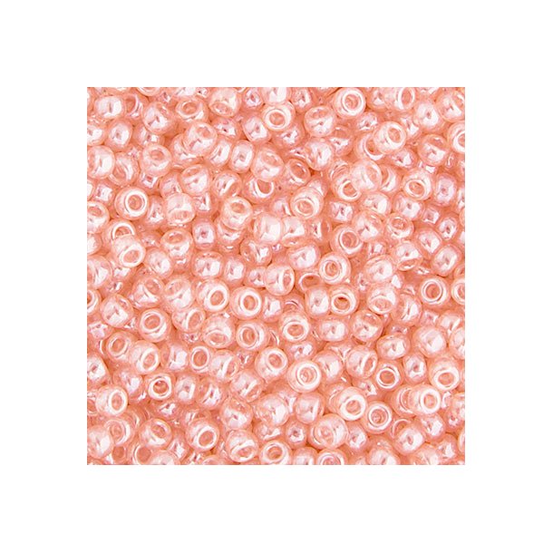 Miyuki seed bead, #15, perlemor-skin, lysr&oslash;d, transparent, 1,5x1 mm, 22g, ca. 5500 stk