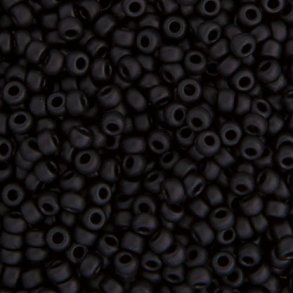 Miyuki seed bead, mattiert, schwarz, Größe #15, 1,5x1 mm, 3000 stk