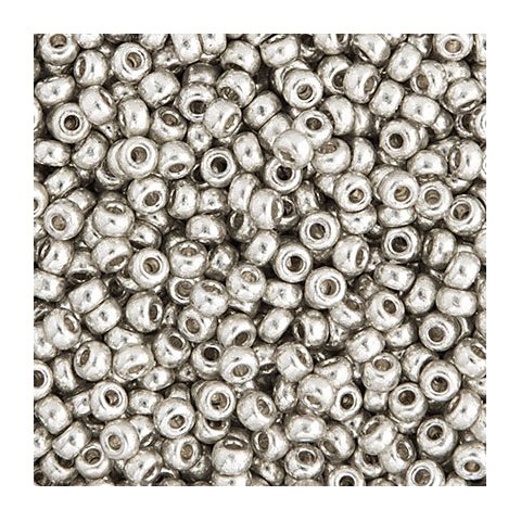Miyuki seed bead #11, forsølvet, ren sølvoverflade, 2x1,5mm, 4,5g, 500 stk. høj slidstyrke