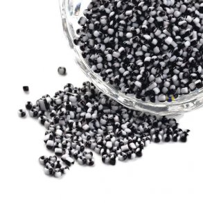 Striped glass seed bead, #12, black/white, 2 mm, ca. 700 pcs.