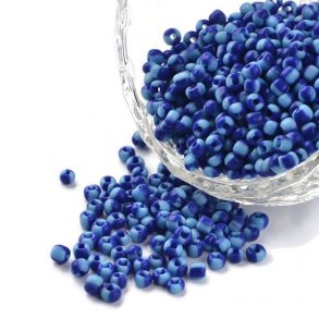 Striped glass seed bead, #12, light blue/dark blue, 2 mm, ca. 700 pcs.