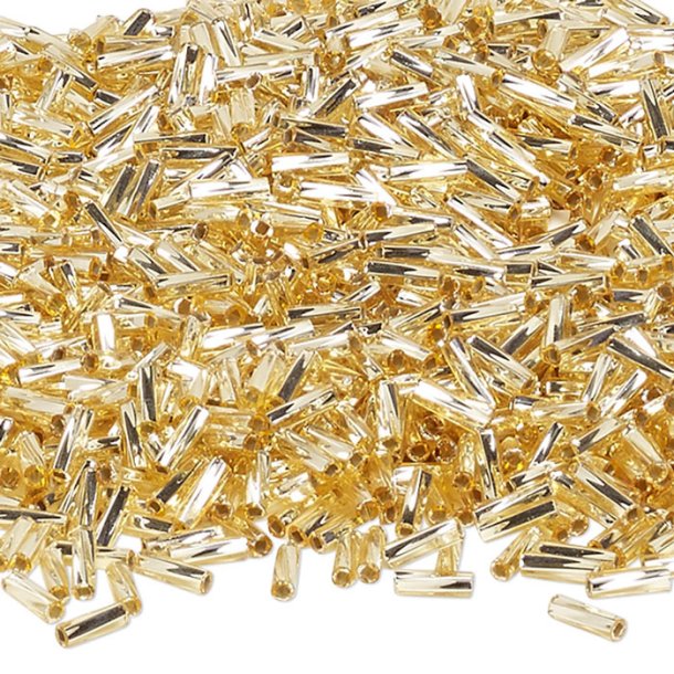 Miyuki, bugle bead, twisted, silver lined, translucent gold, 6x1.8 mm, hole 0.8mm, 350pcs