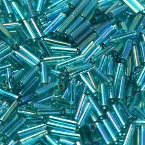 Miyuki, Glas-rohrperlen, dunkel trkis, transparent, changierend AB, 6x1,7 mm, 10 gr