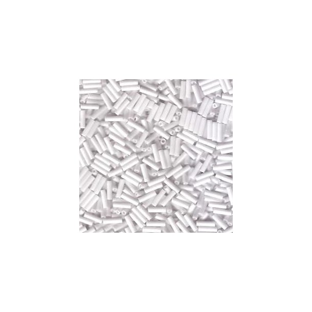 Miyuki, Glass bugle bead, tube beads, white, 6x1.7 mm, hole 0.8mm ca. 400pcs.