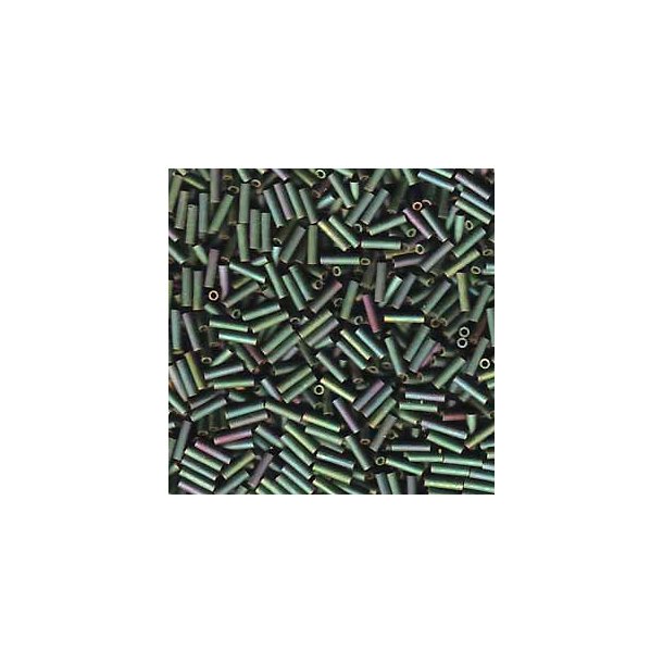 Miyuki, Glass bugle bead, tube beads, matte sage green, 6x1.7 mm, hole 0.8mm ca. 400pcs.