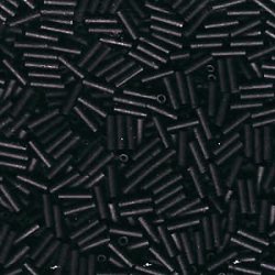 Miyuki, Bugle Beads, Glas, Rohrperle, opak, mattiert, schwarz, 6x1,7 mm, Loch 0,8 mm, ca. 400 Stk